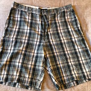 Banana Republic Navy & Teal Plaid Shorts 36